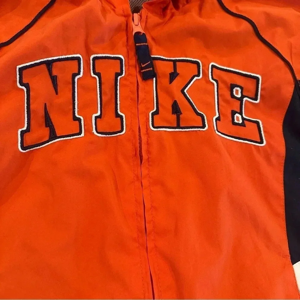 Nike Little Kid Jacket Zip Up Hooded Lightweight Orange Navy Blue Size 6
